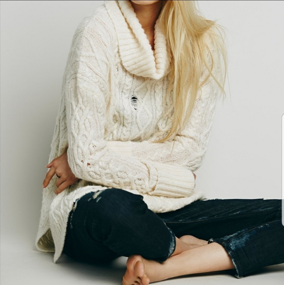 Free People > Complex Cable Turtleneck Swe…